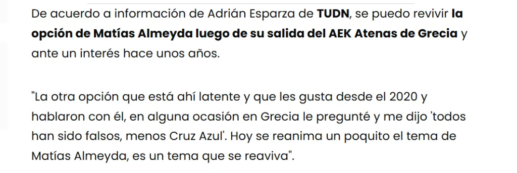 Adrián Esparza se refirió a la posibilidad de que el Pelado Almeyda llegue a La Noria (TUDN.com)