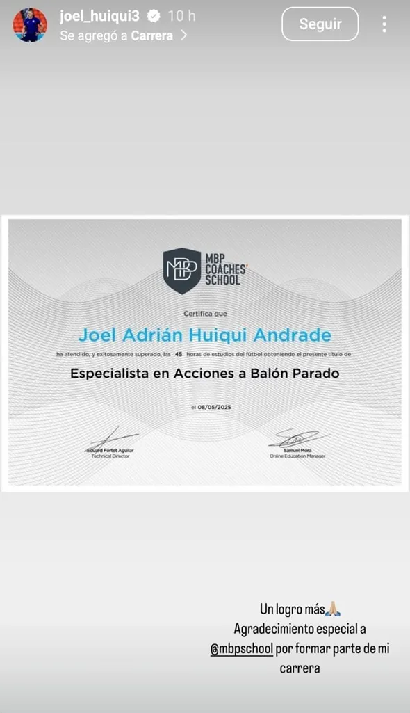 El diploma que obtuvo Joel Huiqui. (@joel_huiqui3)