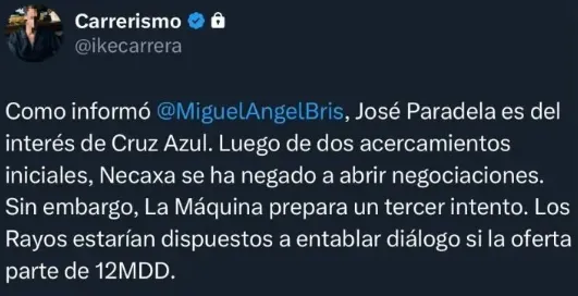 Información de Ike Carrera en X