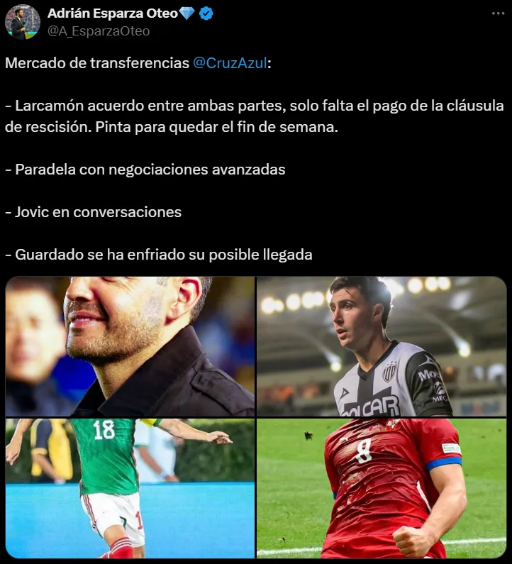 Andrés Guardado se alejaría de Cruz Azul. (X @A_EsparzaOteo)