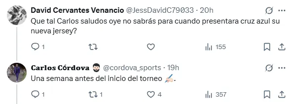 Información de Carlos Córdova en X