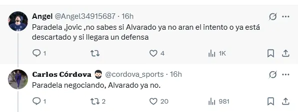 Información de Carlos Córdova (X)