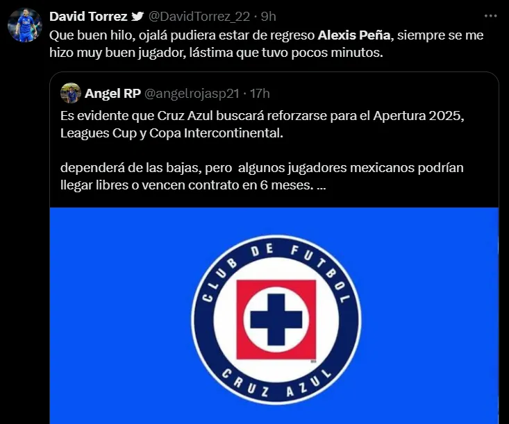 Aficionados de Cruz Azul piden por Alexis Peña. (X)