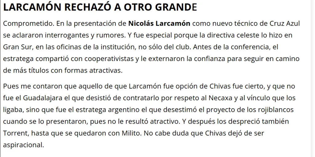 La revelación que Carlos Ponce de León hizo sobre Nicolá Larcamón. (Diario Récord)