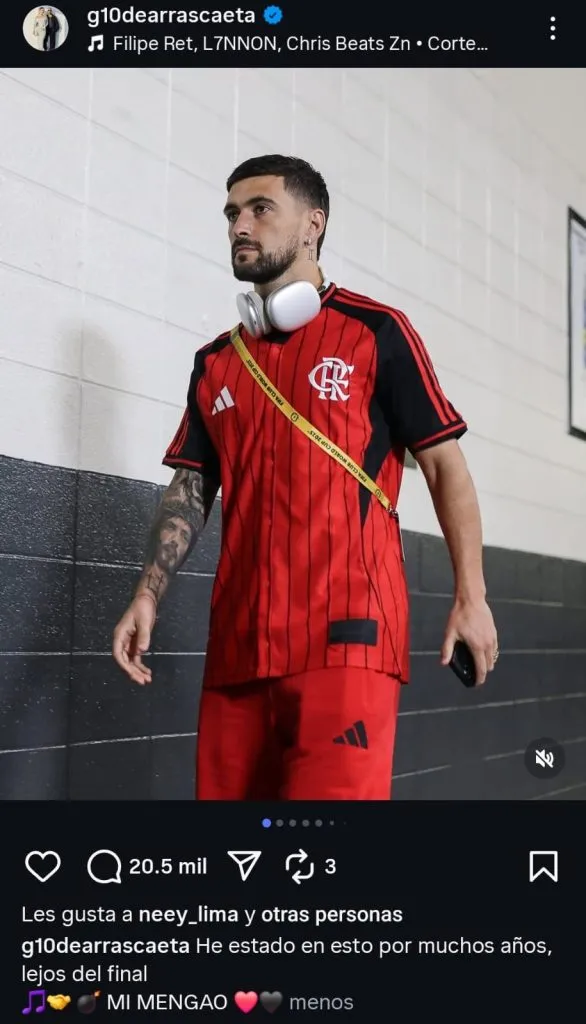 La publicación de De Arrascaeta mientras circulan rumores sobre Cruz Azul. (@g10dearrascaeta)