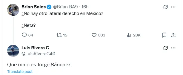 Comentarios tras el juego de Jorge Sánchez