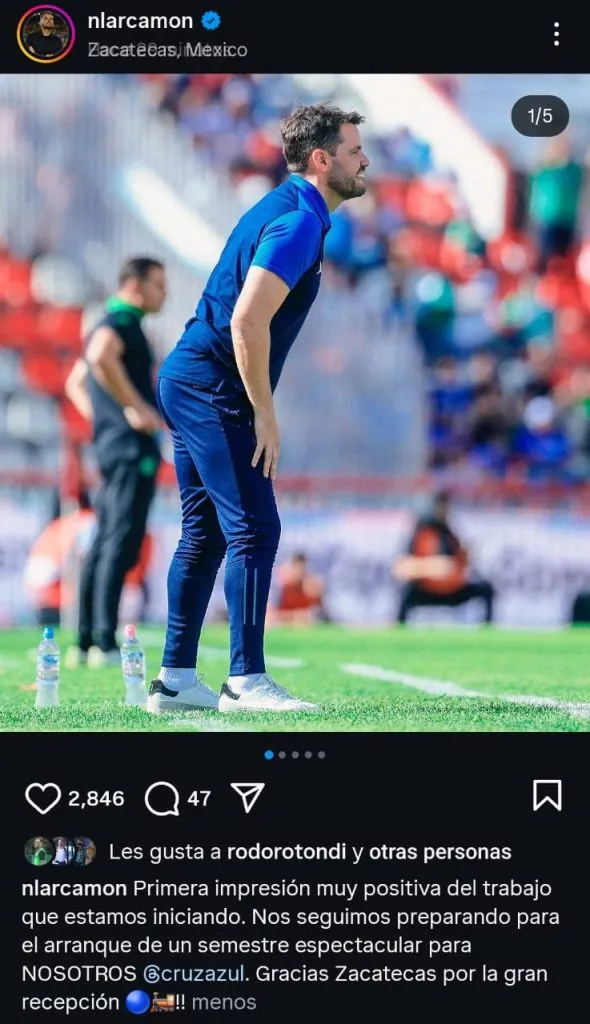 El último posteo de Larcamón para todo Cruz Azul. (@nlarcamon)