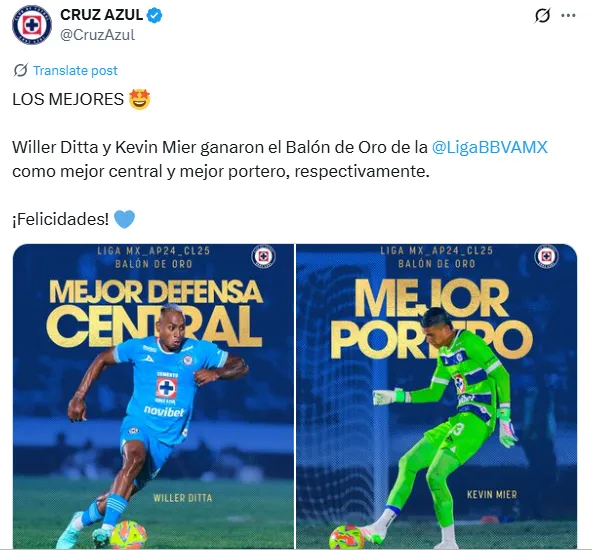 Publicación de Cruz Azul en redes sociales