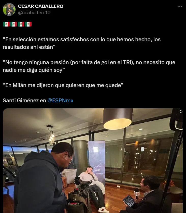 Santi Giménez dejó fuertes frases sobre su estadía con el Tri. (@ccaballero10)