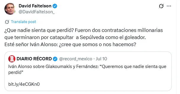 Publicación de David Faitelson