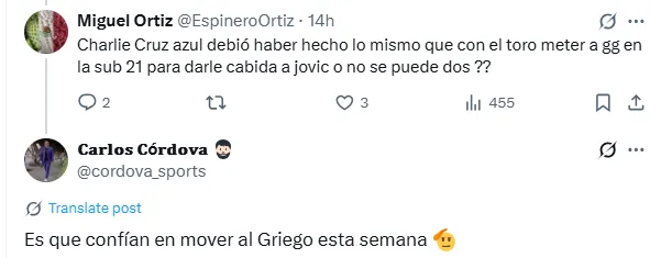 Información de Carlos Córdova (X)