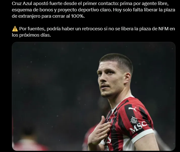 Ike Carrera encendió las alarmas por Luka Jovic.