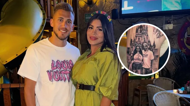 Gonzalo Piovi y un curioso tatuaje de él junto a su esposa.