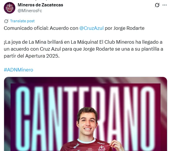 Información de Mineros en redes sociales