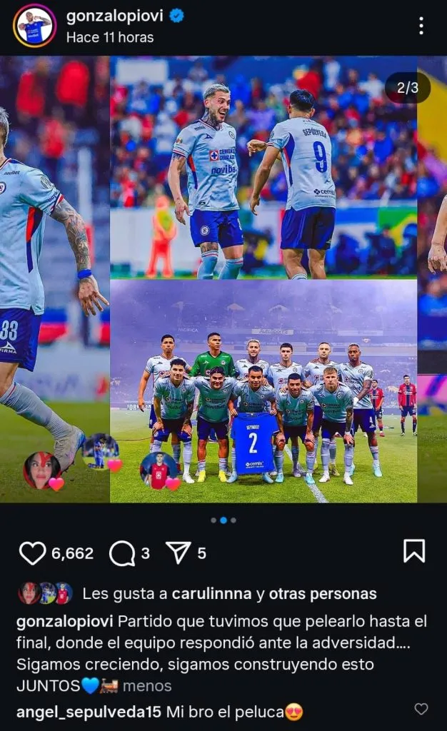 La última publicación de Piovi y el nuevo apodo que le puso Sepúlveda. (@gonzalopiovi)