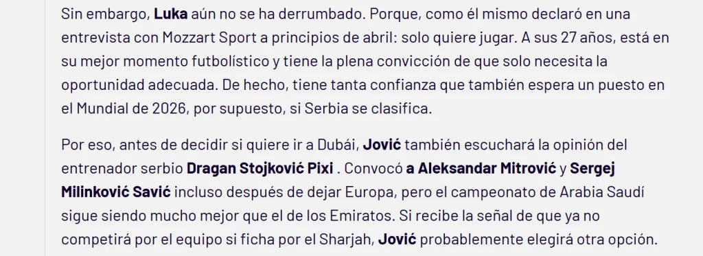 Desde Serbia dan indicios del futuro de Luka Jovic. (Mozzart Sport)