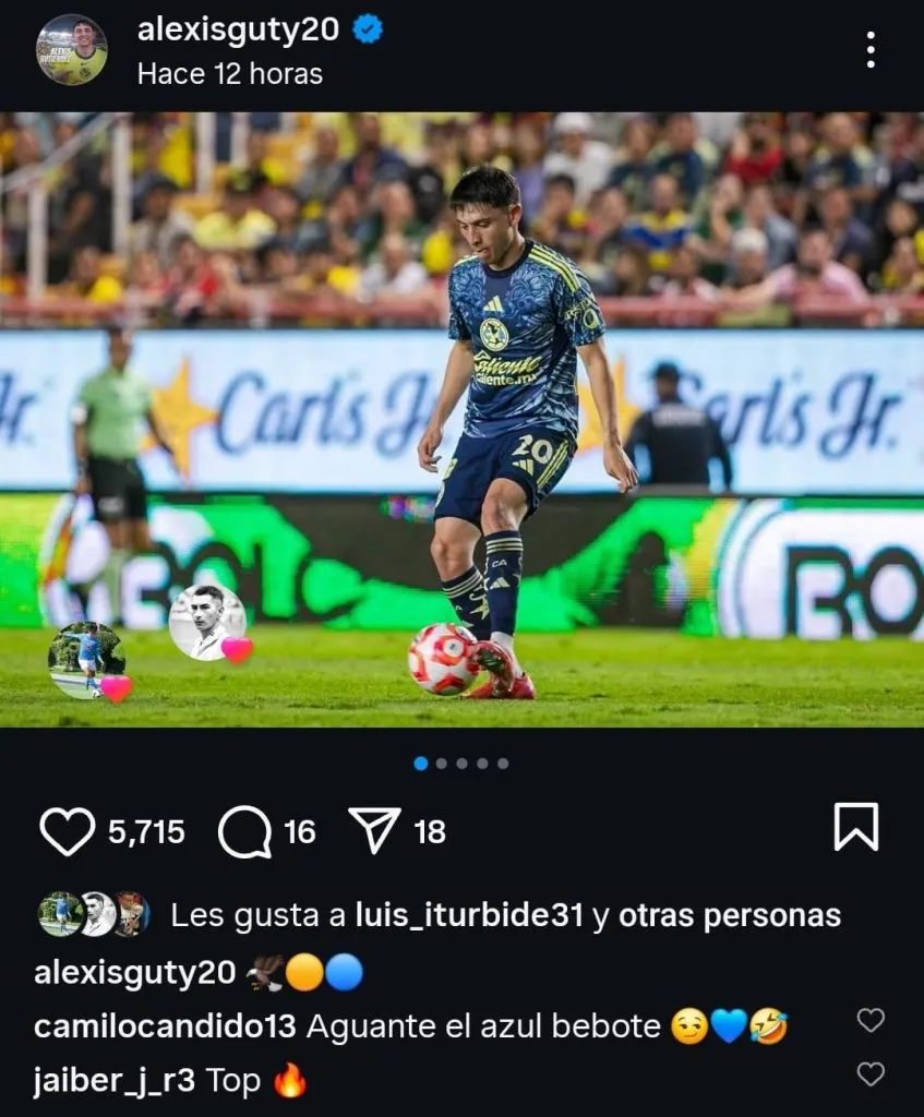 El comentario “cruzazulino” en la publicación “americanista” de Alexis Gutiérrez. (@alexisguty20)