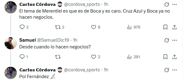 Información de Carlos Córdova en X