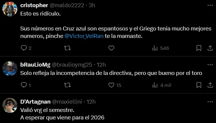 Las opiniones de la afición por el “regreso” del Toro Fernández. (X)