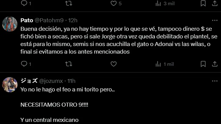 Las opiniones de la afición por el “regreso” del Toro Fernández. (X)
