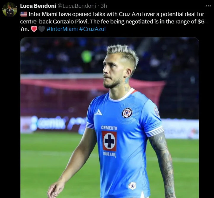 Gonzalo Piovi es sondeado por Inter Miami. (@lucabendoni)