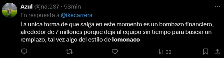 Afición de Cruz Azul “pide” a Kevin Lomónaco. (X)