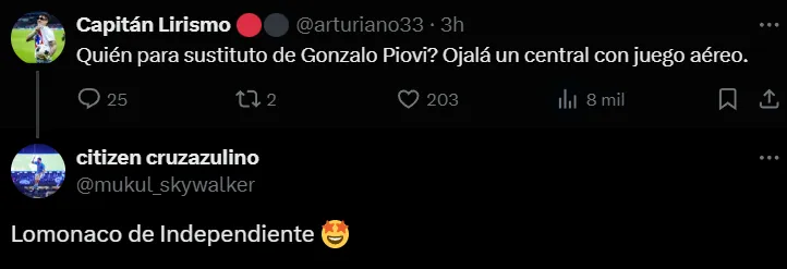 Afición de Cruz Azul “pide” a Kevin Lomónaco. (X)