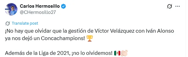 Tuit de Carlos Hermosillo