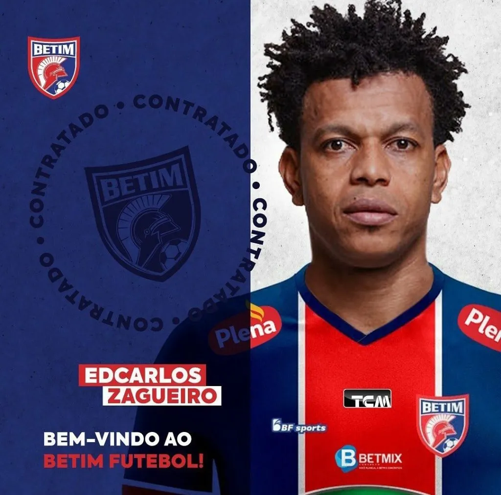 El último anuncio de Edcarlos como refuerzo, en el Betim Futebol.