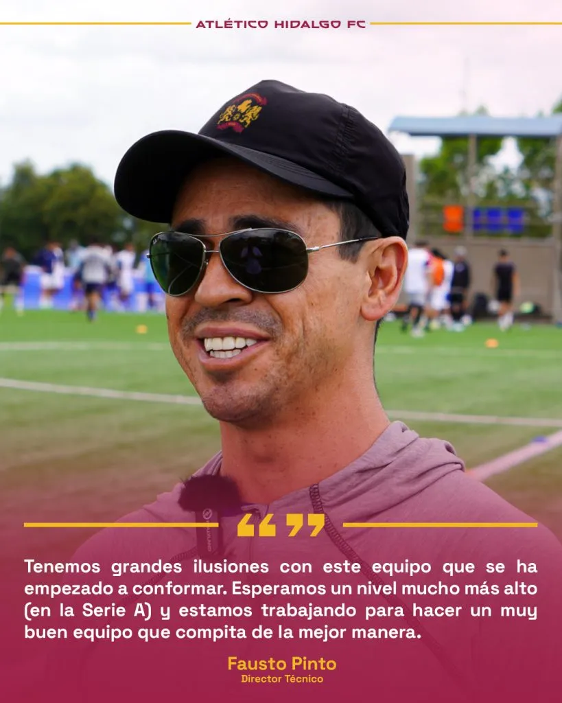 Fausto Pinto, ex Cruz Azul, DT de Atlético Hidalgo. (@atleticohidalgofc)