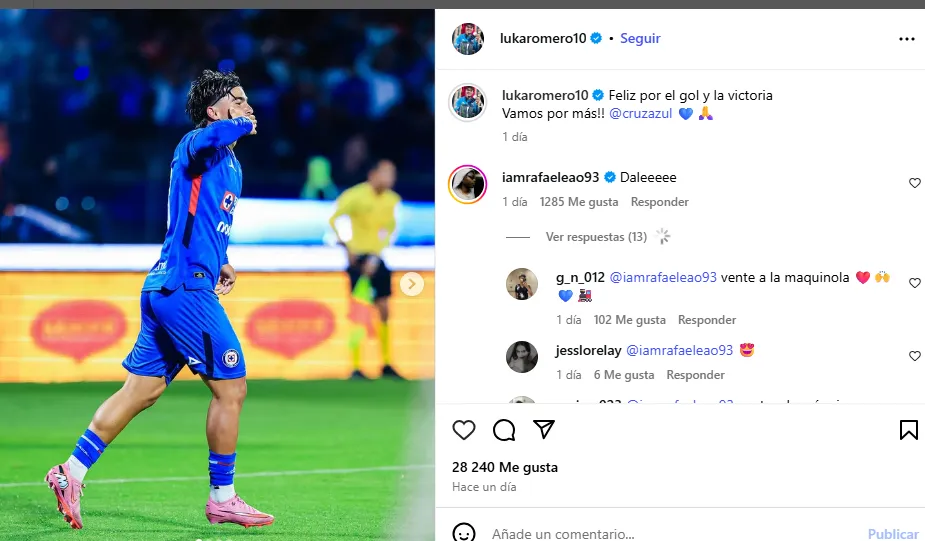 Reacciones a la publicación de Luka Romero