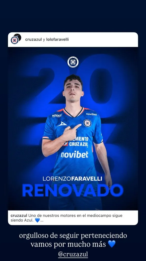 Publicación de Faravelli en redes sociales