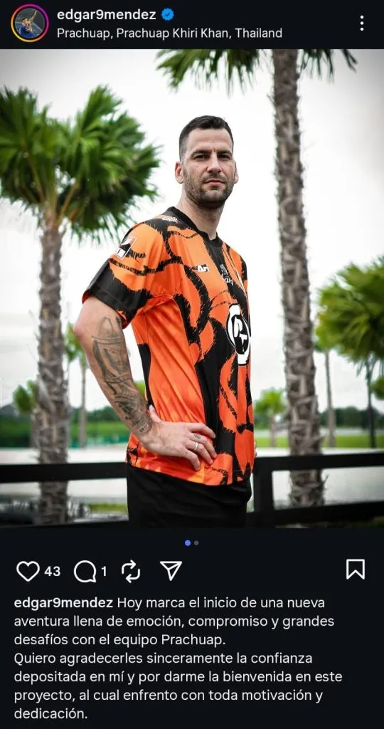 Edgar Méndez, ex Cruz Azul, fichó por Prachuap de Tailandia. (@edgar9mendez)