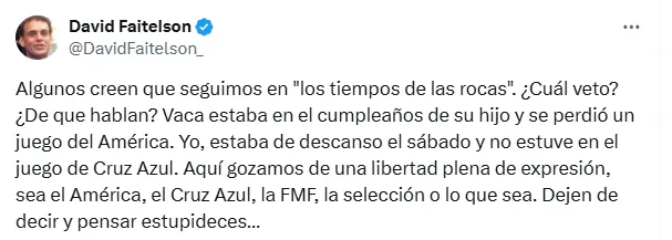 La respuesta de David Faitelson desmintiendo un “veto” de Cruz Azul.