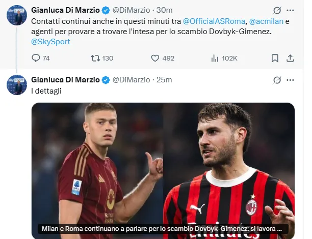 Información de Di Marzio en X