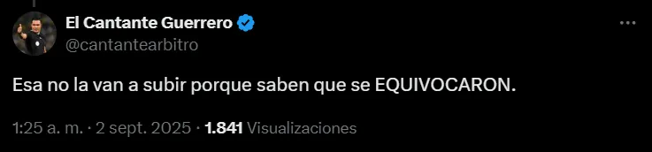 Cantante Guerrero exhibe a la Comisión de Arbitraje por los audios del VAR de Cruz Azul vs. Chivas.
