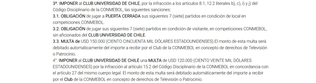 El fallo de Conmebol en respuesta a los incidentes en Avellaneda (Conmebol)