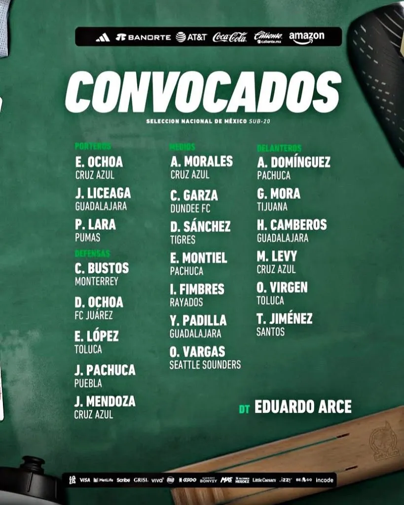 Cruz Azul lidera la convocatoria de México para el Mundial Sub-20. (X @miseleccionsubs)