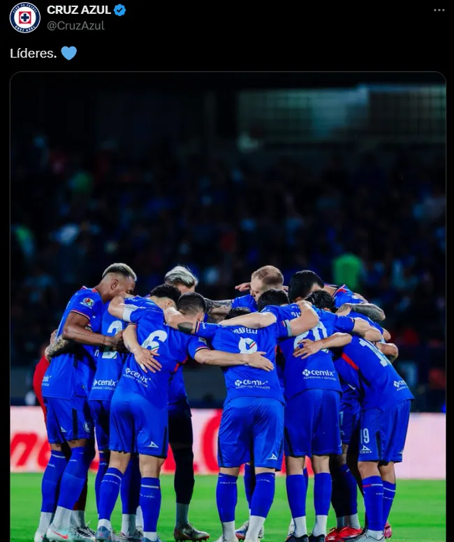 Cruz Azul es líder de la Liga MX y lo presumió en redes. (X)