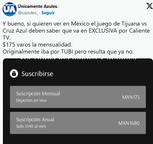 Información de Únicamente Azules (X)