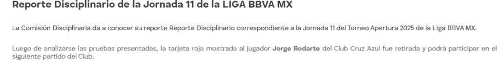 Información de la Comisión Disciplinaria