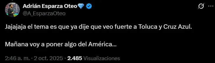 Zamogilny acusó a Adrián Esparza de querer salar a Toluca. (@rusozamogilny)