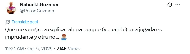 Mensaje de Guzmán en redes sociales