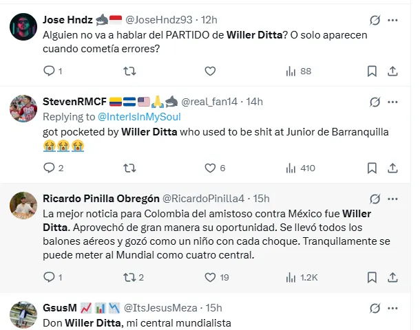 Comentarios en redes sociales