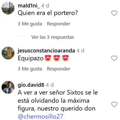 Aficionados reaccionan al “once ideal” del Flaco Sixtos. (Instagram)