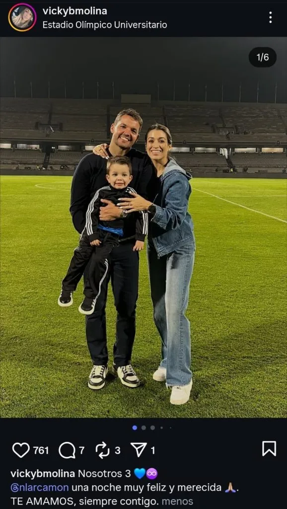 El mensaje de la esposa de Larcamón tras el Cruz Azul 2-1 América. (@vickybmolina)