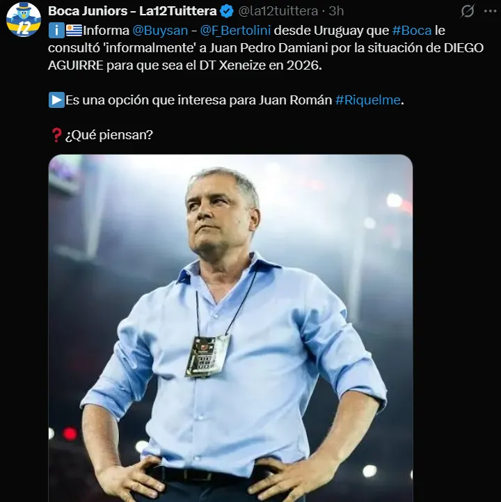 Diego Aguirre, ex Cruz Azul, podría recalar en Boca Juniors. (@la12tuittera)