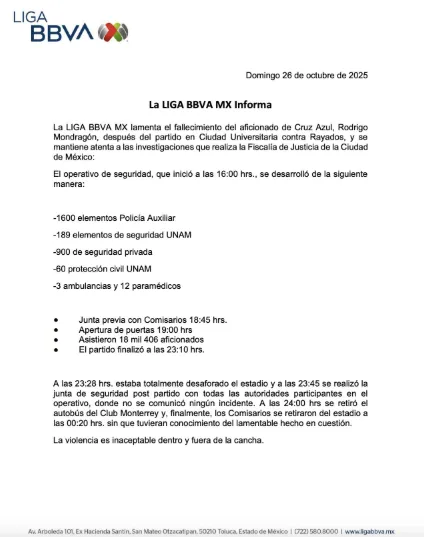 Comunicado de la Liga MX