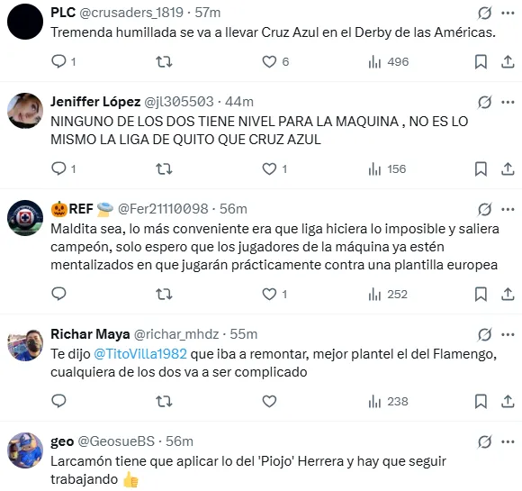 Comentarios de aficionados de Cruz Azul