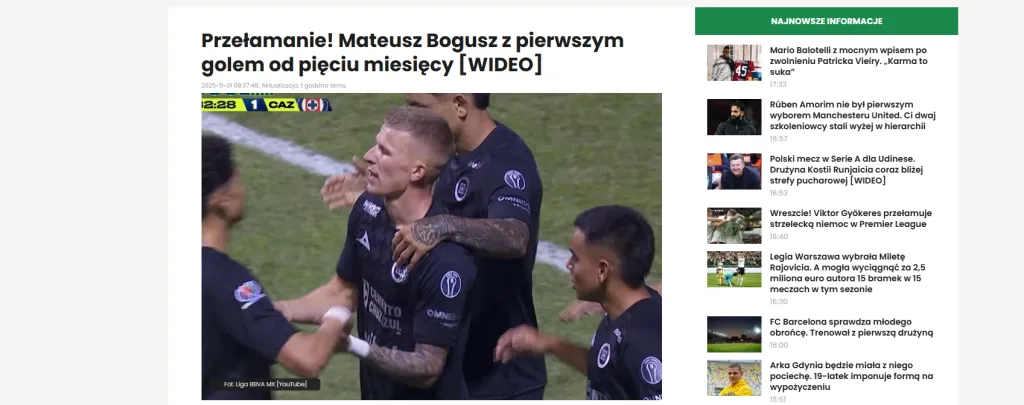 Prensa de Polonia reaccionó al golazo de Bogusz en Cruz Azul. (Transfery.info)